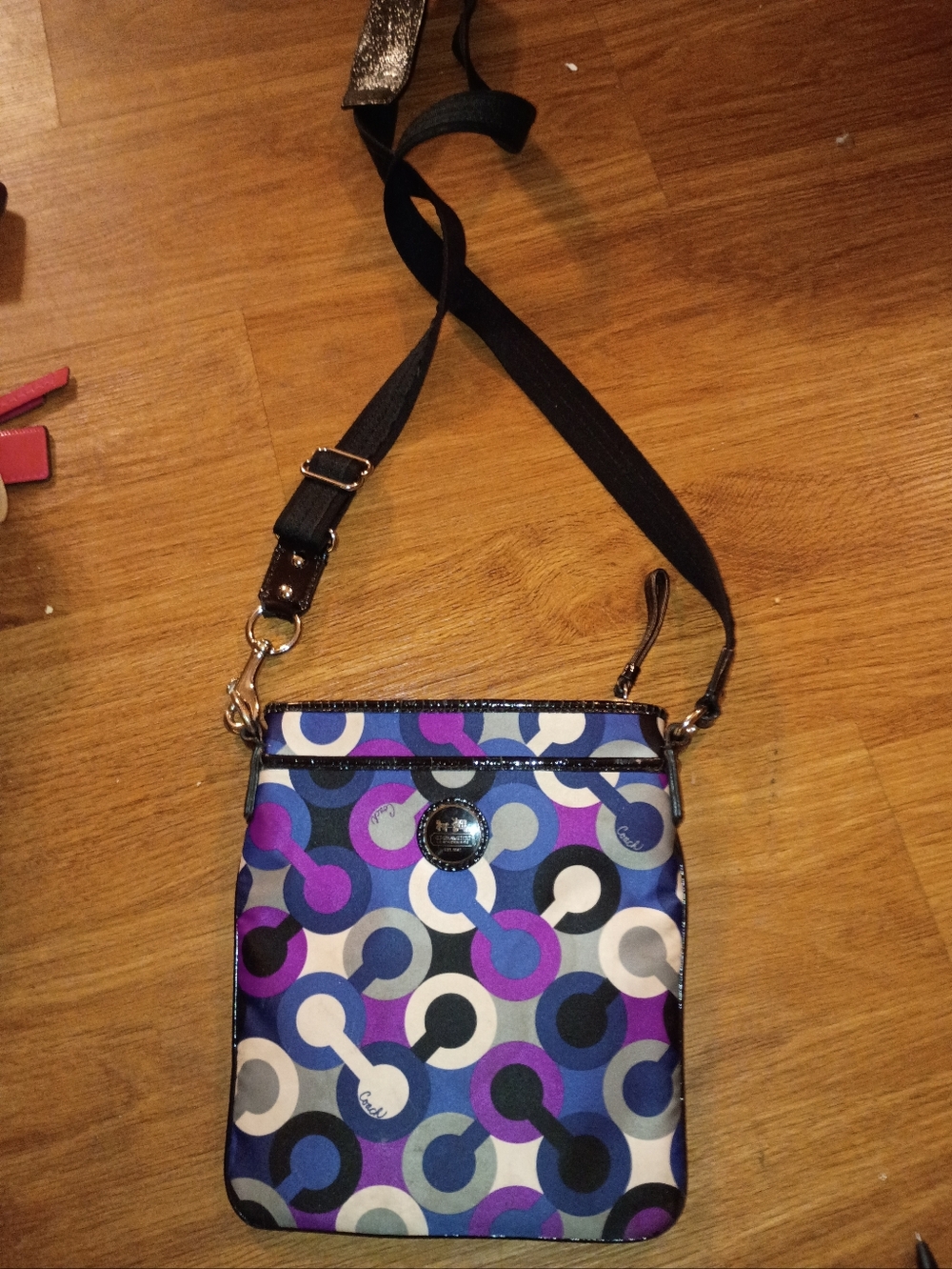 Coach Alex O P Art Purple Multi Color Signature Crossbody Bag